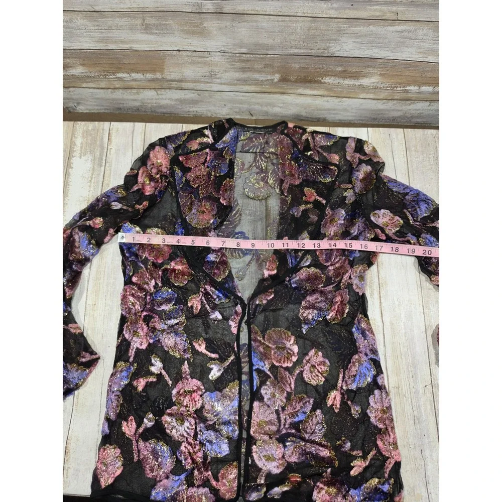 Judy Hornby Couture 3pc Silk Set Floral Devore Jacket Camisole Maxi Skirt Size 4 - Picture 8 of 16